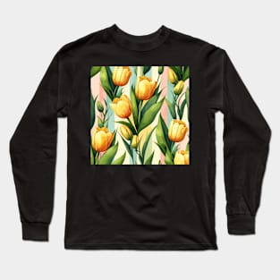 Yellow Tulip Flowers Long Sleeve T-Shirt